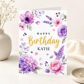 Personalised Floral Lavander Greeting Card image