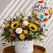 Personalised Get Well Soon Flowers &amp; Balloon Gift Set