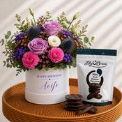 Personalised Lavender Rose Hat Box &amp; Chocolates