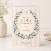 Personalised Pink Holy Communion Greeting Card