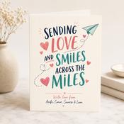 Personalised Sending Love Across the Miles Greeting Card