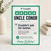 Personalised Trustpilot Uncle Review Birthday Greeting Card image