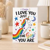 Pride Celebration Unicorn Personalised Card