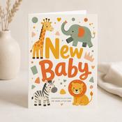 Safari Style New Baby Greeting Card