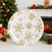 Silver &amp; Gold Holiday Snowflakes 9" Plates 8ct