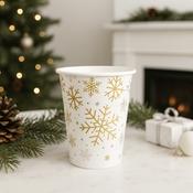 Silver &amp; Gold Holiday Snowflakes 9oz Paper Cups 8ct