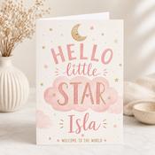 Personalised Welcome Little Star Baby Greeting Card