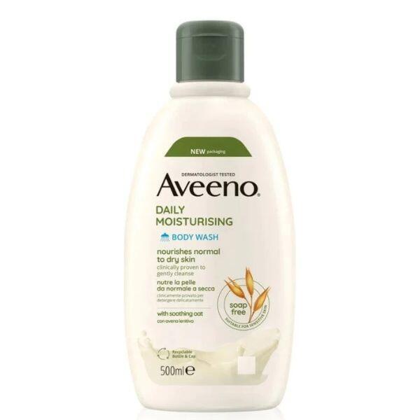 Aveeno Daily Moisturising Body Wash 500ml - Nourishes Normal to Dry Skin, Clinically proven to gently cleanse without drying, Soap Free