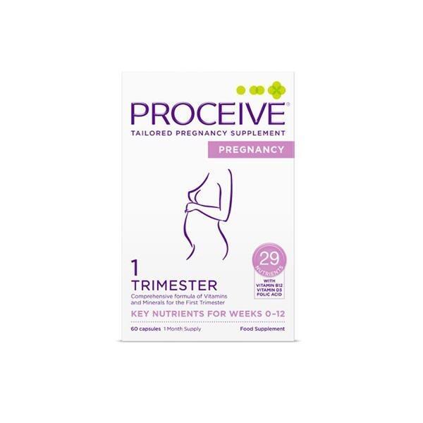 Proceive Pregnancy Trimester 1 - 60 Capsules | Vitamins & Minerals | Folic Acid, Vitamin B12, Vitamin D3 | Image Features: Pregnancy, 29 Nutrients, Vitamin B12, Vitamin D3, Folic Acid