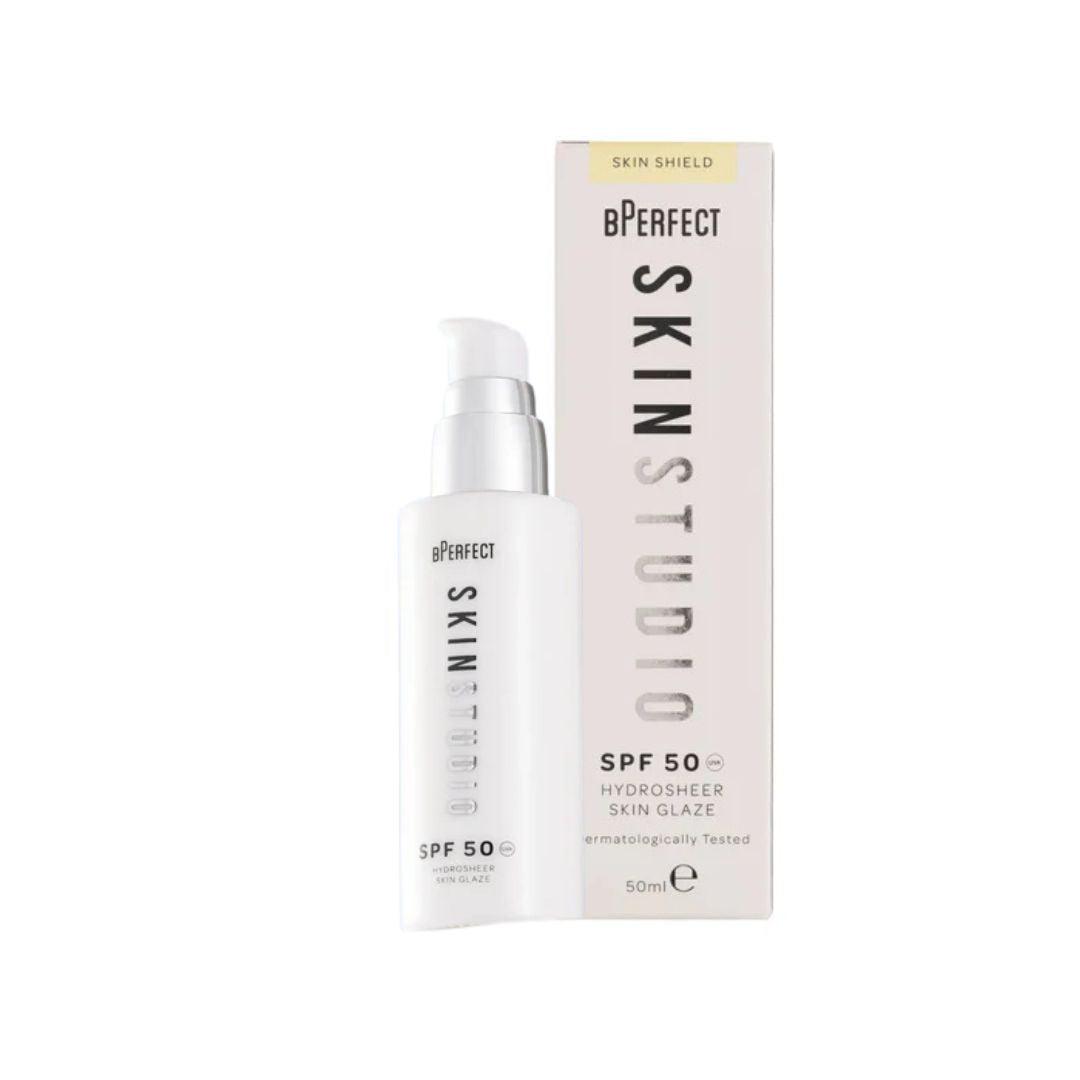 BPerfect Skin Studio Hydrosheer Skin Glaze SPF 50 50ml - Radiant, Hydrating, Protective, Lightweight Skincare with Pump Dispenser
