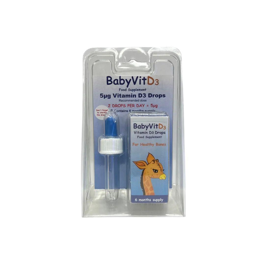 Baby Vit D3 Drops with Dropper for Healthy Bones, 6 months supply