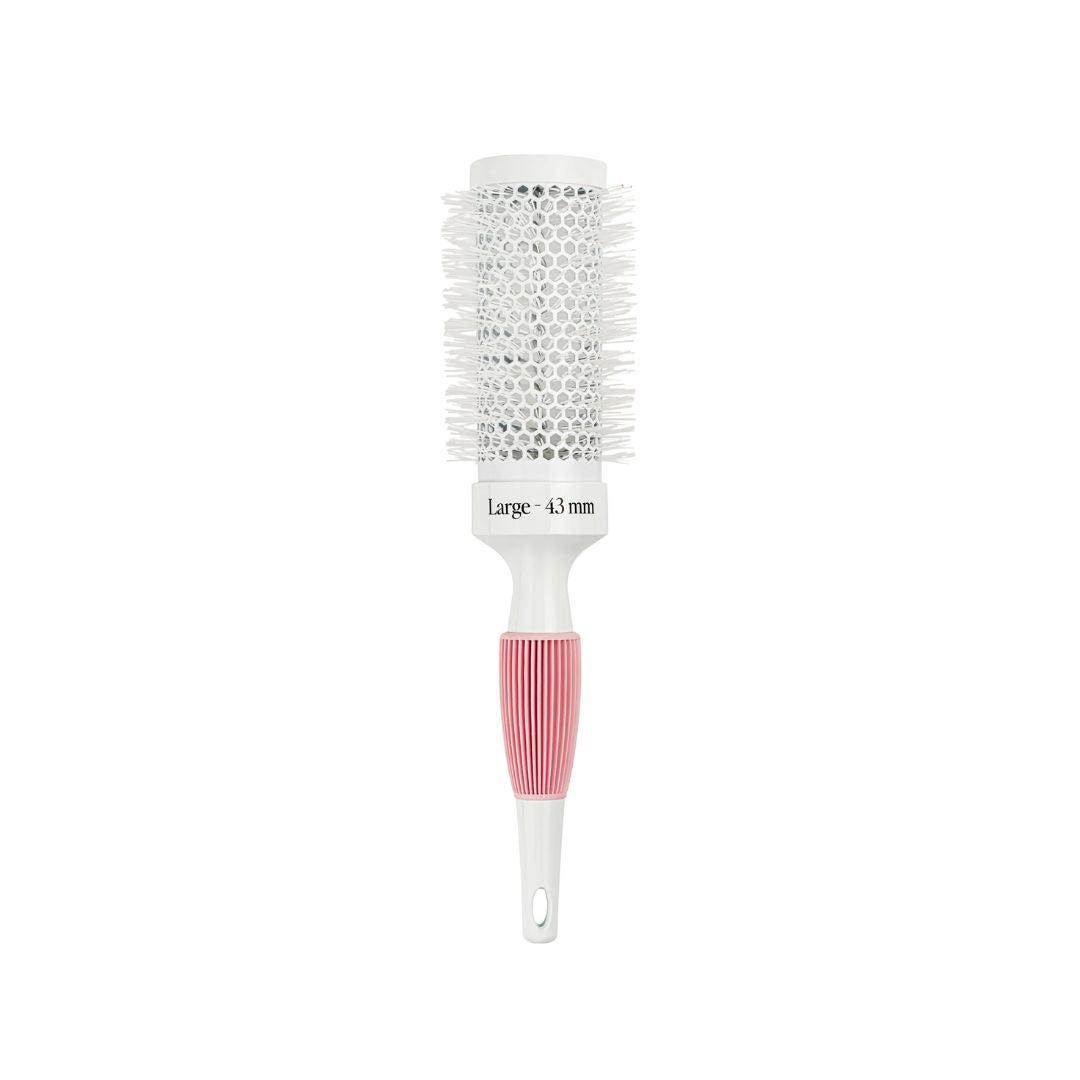 The Belle Brush Blowdry Hair Brush with Nylon Bristles, Rubber Grip Handle, Honeycomb Vents - Size 43mm