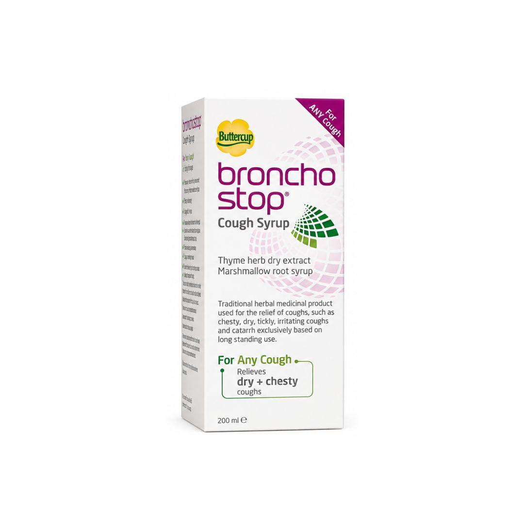 Bronchostop Cough Syrup 200ml for Dry & Chesty Coughs - Alcohol Free