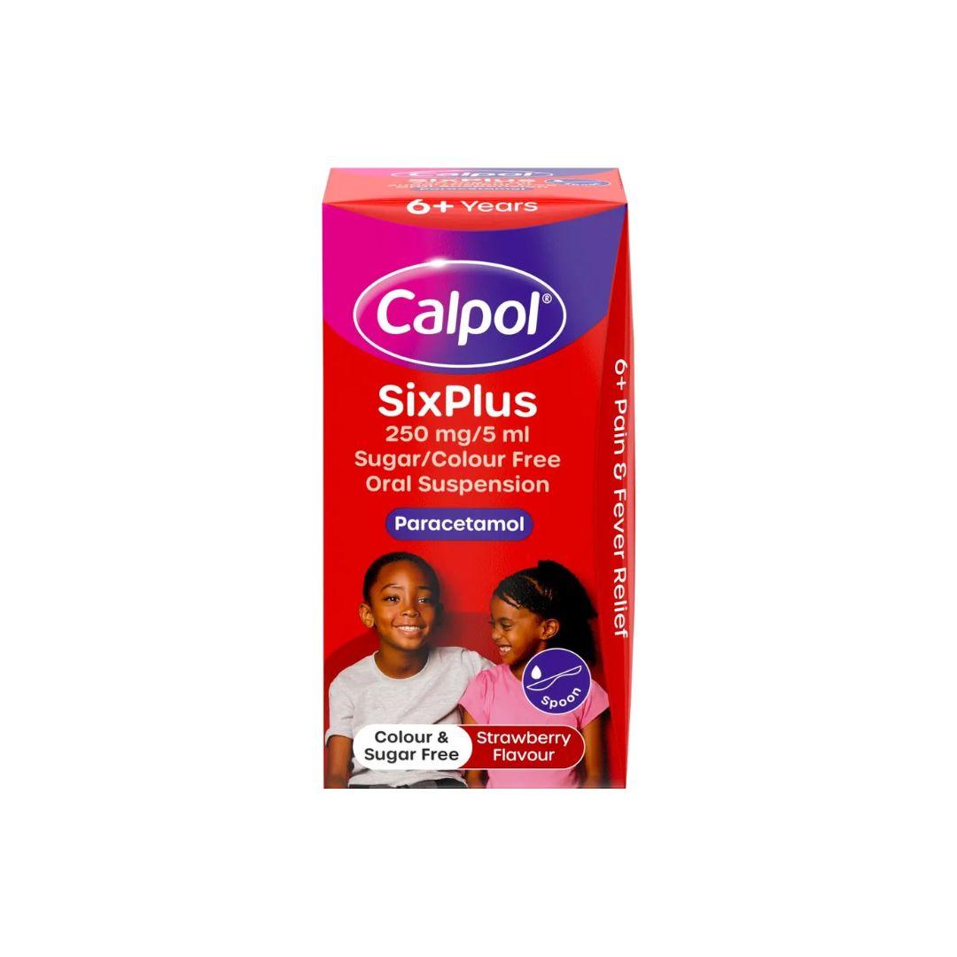 Calpol SixPlus 6+ years Strawberry Flavor Oral Suspension 60ml Paracetamol Sugar Free Pain & Fever Relief