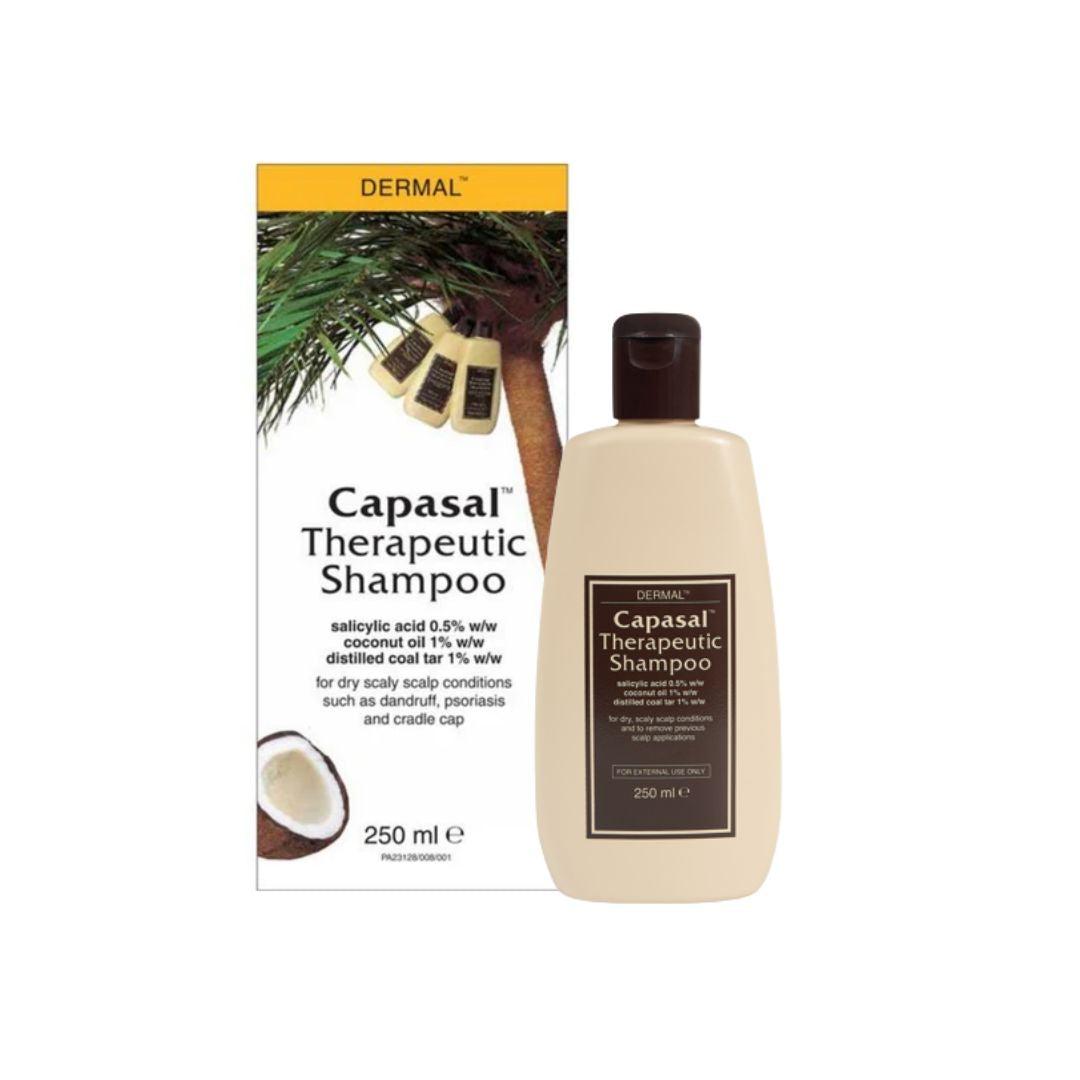 Capasal Therapeutic Shampoo 250 ml for dry, scaly scalp conditions with Salicylic Acid, Coconut Oil, Distilled Coal Tar