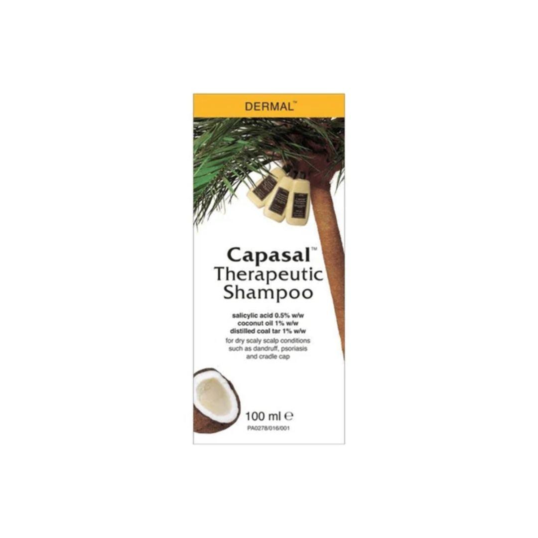 Capasal Therapeutic Shampoo 100ml for Dandruff, Psoriasis, Cradle Cap - Salicylic Acid, Coconut Oil, Distilled Coal Tar