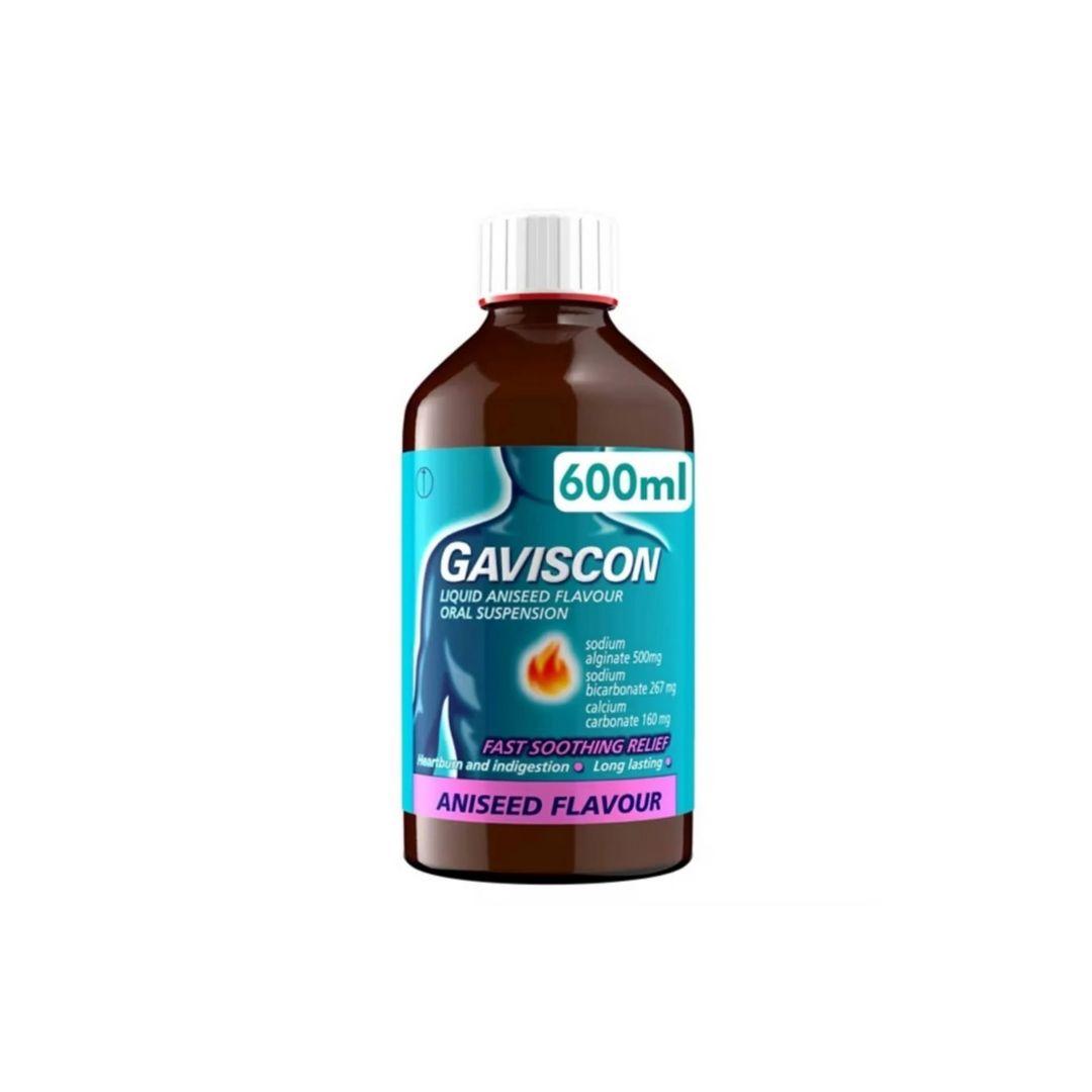 Gaviscon Liquid Aniseed Flavor 600ml - Fast Soothing Relief for Heartburn and Indigestion