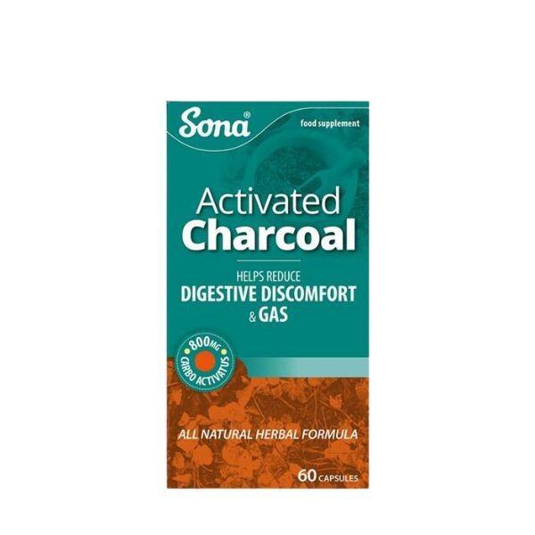 Sona Activated Charcoal 60 Capsules - Helps Reduce Digestive Discomfort & Gas