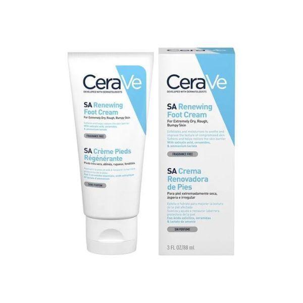 CeraVe SA Renewing Foot Cream 88ml - Exfoliates, Softens, Smooths, Fragrance Free, For Extremely Dry, Rough, Cracked Skin
