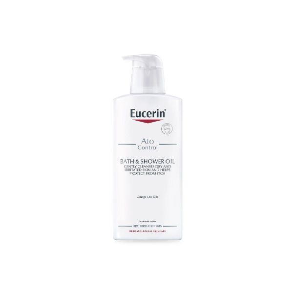 Eucerin Atocontrol Bath & Shower Oil 400ml for Dry, Irritated Skin. Gently Cleanses & Protects from Itch. Contains Omega 3&6 Oils. Suitable for Babies.