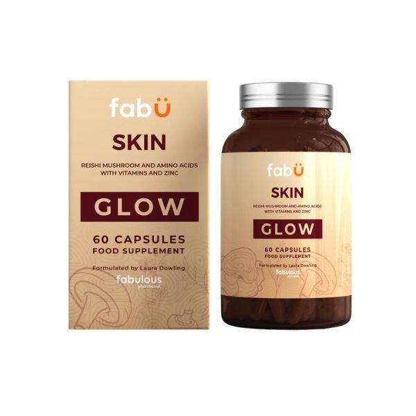 FabU Skin Glow Supplement with Reishi Mushroom, Vitamins, Amino Acids & Zinc - 60 Capsules