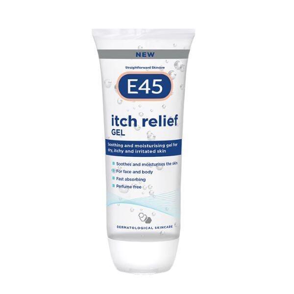 E45 Itch Relief Gel 100ml Soothes and moisturises the skin, For face and body, Fast absorbing, Perfume free