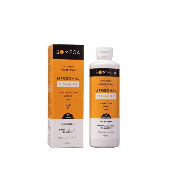 SOMEGA Liposomal Vitamin C Liquid - Natural Citrus Flavour - 450ml - Optimum Absorption for Immune System, Energy & Skin - 30 Servings