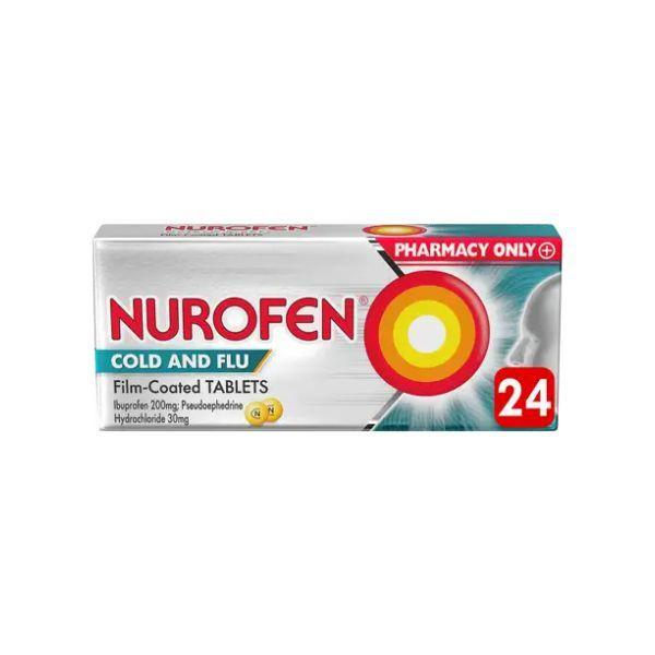 Nurofen Cold & Flu Film-Coated Tablets 24Pk - Ibuprofen 200mg, Pseudoephedrine Hydrochloride 30mg - Pharmacy Only