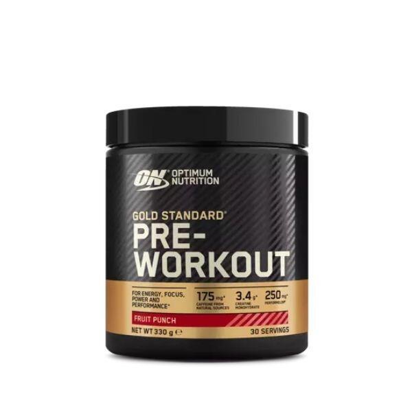 Optimum Nutrition Gold Standard Pre-Workout Fruit Punch, 175mg Caffeine, 3.4g Creatine, Size 330g, For Energy, Focus, Power and Performance