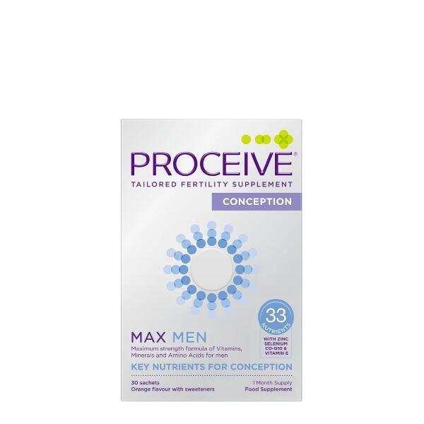 Proceive Men Max Fertility Supplement 30 Sachets with Zinc, Selenium, CoQ10, Omega 3, 33 Nutrients