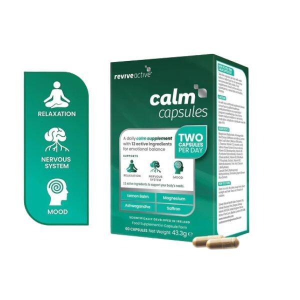Revive Active Calm Capsules - 60 Capsules, Supports Relaxation, Mood, Nervous System with Lemon Balm, Ashwagandha, Saffron, Magnesium & Vitamins