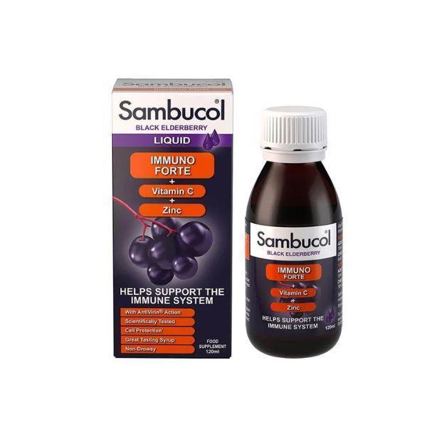 Sambucol Black Elderberry Immuno Forte Liquid 120ml Vitamin C Zinc Immune Support