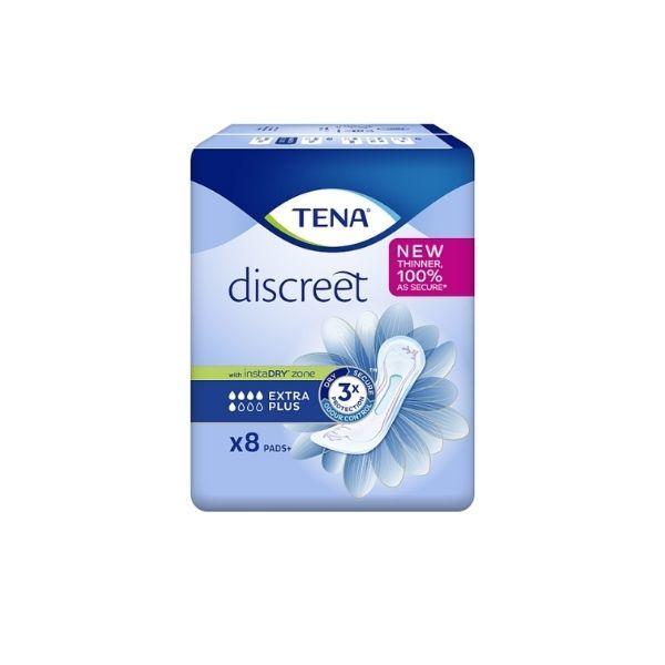 TENA Discreet Extra Plus Incontinence Pads 8 Count - Triple Protection, Fast Absorption