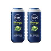 Nivea Men Energy 3-in-1 Shower Gel Energising Mint 24H Fresh Effect Size 250ml x 2