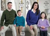 King Cole DK Family Raglan V-Neck Jumper Round Neck Cardigan 3756
