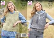 King Cole Ladies Double Knit Round Neck Patterned Vests 6100