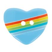 15mm Rainbow Heart Blue Button