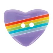 15mm Rainbow Heart Lilac Button