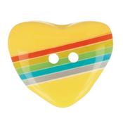 15mm Rainbow Heart Yellow Button