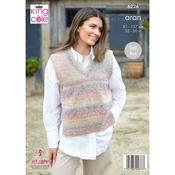 King Cole 6226 Aran Ladies V- Neck/Round Neck Vest Pattern