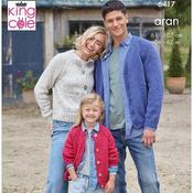 King Cole Aran Homespun Family Cardigans Pattern 6417