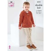 King Cole DK Cabled Sweater and Cardigan Pattern 6518