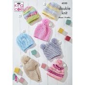King Cole DK Baby Hats Pattern 6520