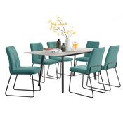 Avery - Extending Dining Table &amp; Halle Turquoise Fabric Dining Chairs
