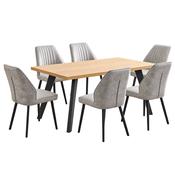 Barkley – Oak Melamine Table with 6 Chairs Dining Set image