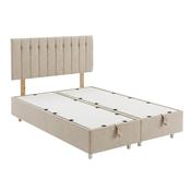Bella - Upholstered Oyster Beige Ottoman Lift Up Storage Divan Base| 4ft Small Double