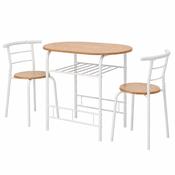 Derry 2 Seater Dining Set – Oak Effect &amp; White Metal image