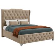 Moonlight - Upholstered Stone Beige Ottoman Lift-Up Storage Divan Bed | 4ft6 Double image