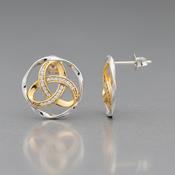 Two Tone Trinity Knot Circle Earrings image