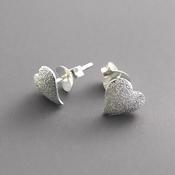 Frosted Heart Studs
